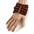 Wide Wooden Bead Flex Bracelet In Brown - 19cm L - Adjustable - view 2