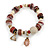 Trendy Glass and Shell Bead, Gold Tone Metal Rings Flex Bracelet (Pink, White, Gold) - 17cm L - view 3