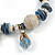 Trendy Glass and Shell Bead, Gold Tone Metal Rings Flex Bracelet (Blue, Grey, White, Gold) - 17cm L - view 4
