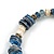 Trendy Glass and Shell Bead, Gold Tone Metal Rings Flex Bracelet (Blue, Grey, White, Gold) - 17cm L - view 5