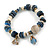 Trendy Glass and Shell Bead, Gold Tone Metal Rings Flex Bracelet (Blue, Grey, White, Gold) - 17cm L - view 6