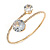 Delicate Gold Tone Clear Crystal Slim Flex Bracelet - Adjustable - view 4