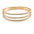 Delicate 3 Strand Clear Crystal Flex Cuff Bracelet in Gold Tone Metal - Adjustable - view 3