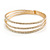 Delicate 3 Strand Clear Crystal Flex Cuff Bracelet in Gold Tone Metal - Adjustable - view 4
