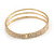 Delicate 3 Strand Clear Crystal Flex Cuff Bracelet in Gold Tone Metal - Adjustable - view 5