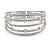Delicate 5 Row Clear Crystal Flex Cuff Bracelet With Silver Tone Ball Bead - Adjustable - view 3