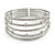 Delicate 5 Row Clear Crystal Flex Cuff Bracelet With Silver Tone Ball Bead - Adjustable - view 4