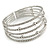 Delicate 5 Row Clear Crystal Flex Cuff Bracelet With Silver Tone Ball Bead - Adjustable - view 5