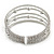 Delicate 5 Row Clear Crystal Flex Cuff Bracelet With Silver Tone Ball Bead - Adjustable - view 6