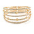 Delicate 5 Row Clear Crystal Flex Cuff Bracelet With Gold Tone Ball Bead - Adjustable - view 6