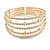 Delicate 5 Row Clear Crystal Flex Cuff Bracelet With Gold Tone Ball Bead - Adjustable - view 7