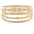 Delicate 5 Row Clear Crystal Flex Cuff Bracelet With Gold Tone Ball Bead - Adjustable - view 5