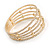 Delicate 5 Row Clear Crystal Flex Cuff Bracelet With Gold Tone Ball Bead - Adjustable - view 4