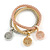 Set Of 3 Thick Mesh Flex Bracelets with Round Tree Of Life Charm in Gold/ Silver/ Rose Gold - 19cm L