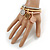 Set Of 3 Thick Mesh Flex Bracelets with Round Tree Of Life Charm in Gold/ Silver/ Rose Gold - 19cm L - view 2