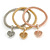 Set Of 3 Thick Mesh Flex Bracelets with Heart/ Tree Of Life Charm in Gold/ Silver/ Rose Gold - 19cm L - view 4