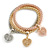 Set Of 3 Thick Mesh Flex Bracelets with Heart/ Tree Of Life Charm in Gold/ Silver/ Rose Gold - 19cm L