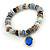 Trendy Ceramic and Semiprecious Bead, Gold/ Silver Tone Metal Rings Flex Bracelet (Blue, Mint, Natural) - 18cm L - view 4