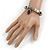 Trendy Ceramic and Semiprecious Bead, Gold/ Silver Tone Metal Rings Flex Bracelet (Blue, Mint, Natural) - 18cm L - view 2