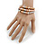 Set Of 3 Thick Mesh Flex Bracelets with Polished/ Textured Rings in Gold/ Silver/ Rose Gold - 19cm L - view 2