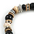 Trendy Ceramic and Semiprecious Bead, Gold/ Silver Tone Metal Rings Flex Bracelet (Black, Grey, Natural) - 18cm L - view 5