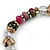 Trendy Glass and Semiprecious Bead, Gold Tone Metal Rings Flex Bracelet (Black, Grey, Purple) - 18cm L - view 4