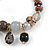 Trendy Glass and Semiprecious Bead, Gold Tone Metal Rings Flex Bracelet (Black, Grey, Purple) - 18cm L - view 5