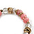 Trendy Glass and Semiprecious Bead, Gold Tone Metal Rings Flex Bracelet (Pink, Grey) - 18cm L - view 5
