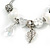 Trendy Glass, Crystal, Metal Bead Charm Chain Bracelet In Silver Tone (White/ Clear) - 15cm L/ 3cm Ext - view 3