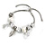 Trendy Glass, Crystal, Metal Bead Charm Chain Bracelet In Silver Tone (White/ Clear) - 15cm L/ 3cm Ext - view 4