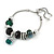Trendy Glass, Crystal, Metal Bead Charm Chain Bracelet In Silver Tone (Black/ Green) - 15cm L/ 3cm Ext - view 4