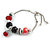Trendy Glass, Crystal, Metal Bead Charm Chain Bracelet In Silver Tone (Black/ Red) - 15cm L/ 3cm Ext - view 4