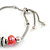 Trendy Glass, Crystal, Metal Bead Charm Chain Bracelet In Silver Tone (Black/ Red) - 15cm L/ 3cm Ext - view 5