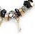 Trendy Glass, Crystal, Metal Bead Charm Chain Bracelet In Silver Tone (Gold/ Black/ Silver) - 15cm L/ 3cm Ext - view 4