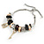 Trendy Glass, Crystal, Metal Bead Charm Chain Bracelet In Silver Tone (Gold/ Black/ Silver) - 15cm L/ 3cm Ext - view 5