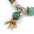 Trendy Ceramic, Glass and Semiprecious Bead, Gold/ Silver Tone Metal Rings, Charm Flex Bracelet (Green, Beige, Milky White) - 18cm L - view 5