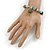 Trendy Ceramic, Glass and Semiprecious Bead, Gold/ Silver Tone Metal Rings, Charm Flex Bracelet (Green, Beige, Milky White) - 18cm L - view 2
