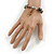 Trendy Ceramic, Glass and Semiprecious Bead, Gold/ Silver Tone Metal Rings, Charm Flex Bracelet (Black, Grey) - 18cm L - view 2