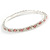 Slim Pink/ Clear Crystal Flex Bracelet In Silver Tone Metal - up to 17cm L - For Small Wrist - view 4