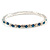 Slim Teal/ Clear Crystal Flex Bracelet In Silver Tone Metal - up to 17cm L - For Small Wrist