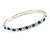 Slim Teal/ Clear Crystal Flex Bracelet In Silver Tone Metal - up to 17cm L - For Small Wrist - view 4