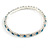 Slim Teal/ Clear Crystal Flex Bracelet In Silver Tone Metal - up to 17cm L - For Small Wrist - view 5