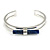 Rhodium Plated with Sodalite Central Stone Cuff Bangle Bracelet - 17cm Long - view 3