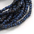 Multistrand Denim Blue Glass Bead with Brown Wooden Bead Flex Bracelet - Medium - view 5