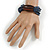 Multistrand Denim Blue Glass Bead with Brown Wooden Bead Flex Bracelet - Medium - view 2