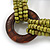 Multistrand Dusty Lime Green Glass Bead with Wooden Rings Flex Bracelet - Medium - view 4