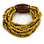Multistrand Dusty Yellow Glass Bead with Brown Wooden Bead Flex Bracelet - Medium - view 6