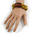 Multistrand Dusty Yellow Glass Bead with Brown Wooden Bead Flex Bracelet - Medium - view 2