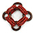 Multistrand Red-Brown Glass Bead with Wooden Rings Flex Bracelet - Medium