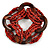 Multistrand Red-Brown Glass Bead with Wooden Rings Flex Bracelet - Medium - view 3